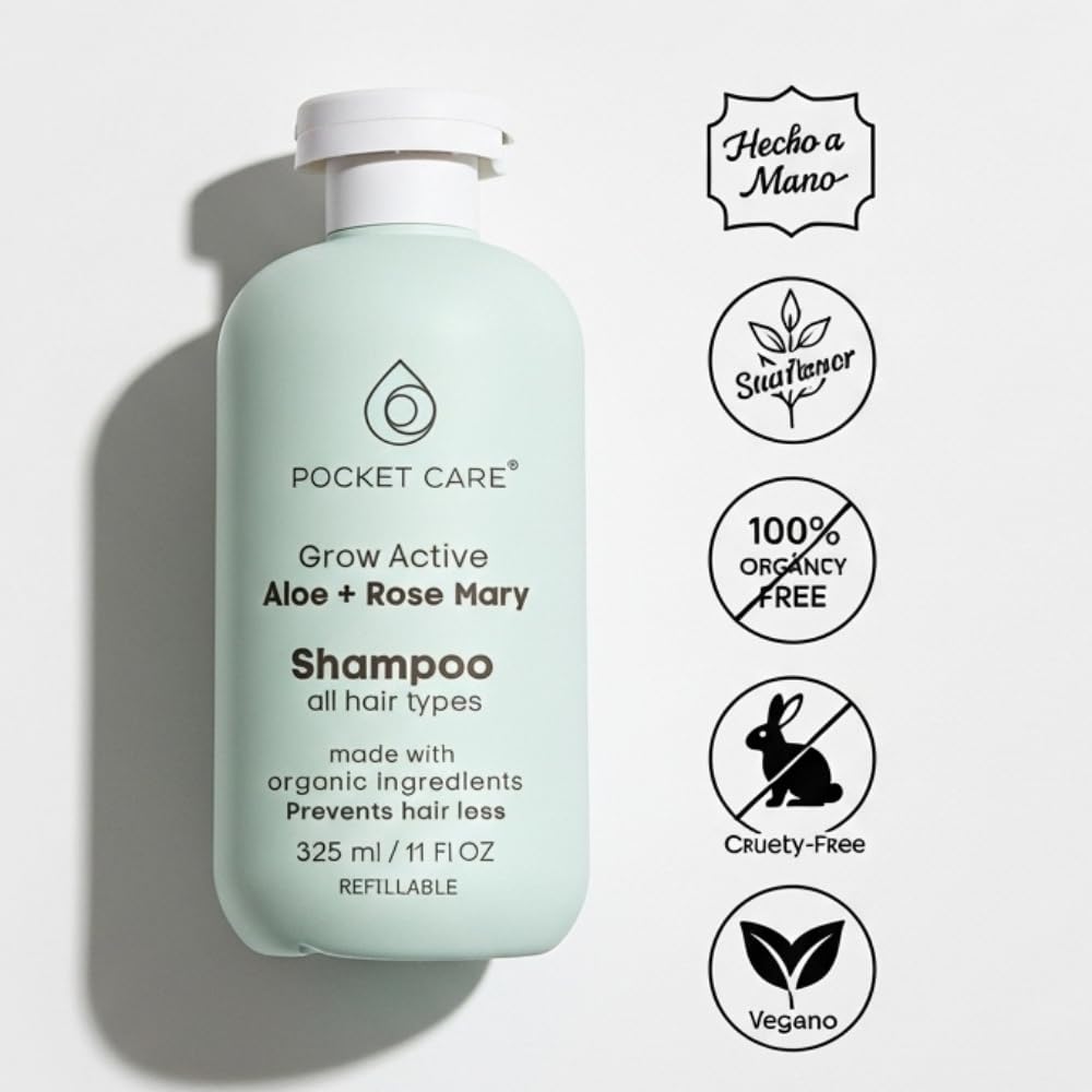 PocketCare Organic Shampoo hair-hydration strengthens moisture balance for soft, frizz-free results.