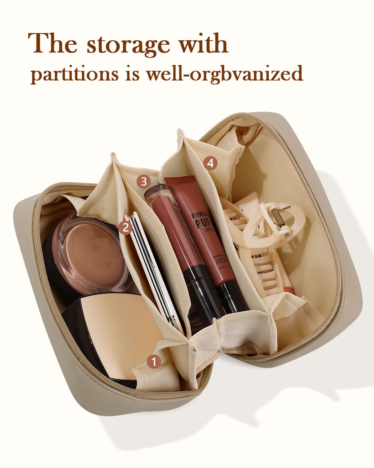 Pocmimut makeup bag zipper detail with secure closure protects contents