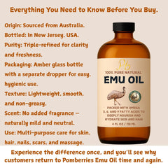 Pomberries Emu Oil unscented formula suitable for sensitive skin.