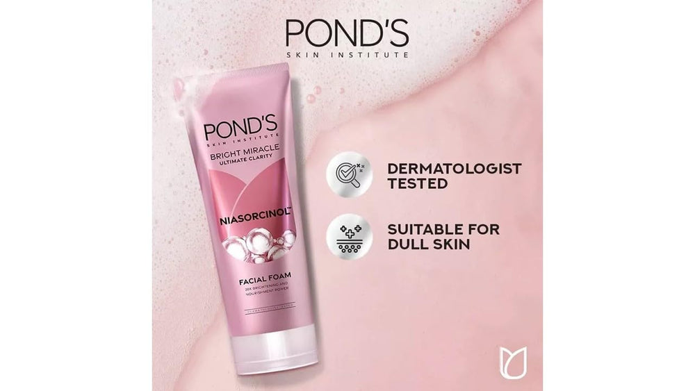 Ponds Niasorcinol and Vitamin C ingredients close-up for brightening focus.