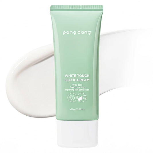 PONGDANG White Touch Selfie Cream jar closeup highlighting premium packaging for radiant skin