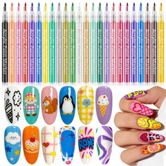 Ponhey 24-color nail art pens set, front view for versatile at-home designs