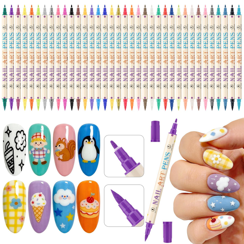 Ponhey 36-colors nail art pens set with vibrant hues for versatile DIY designs.