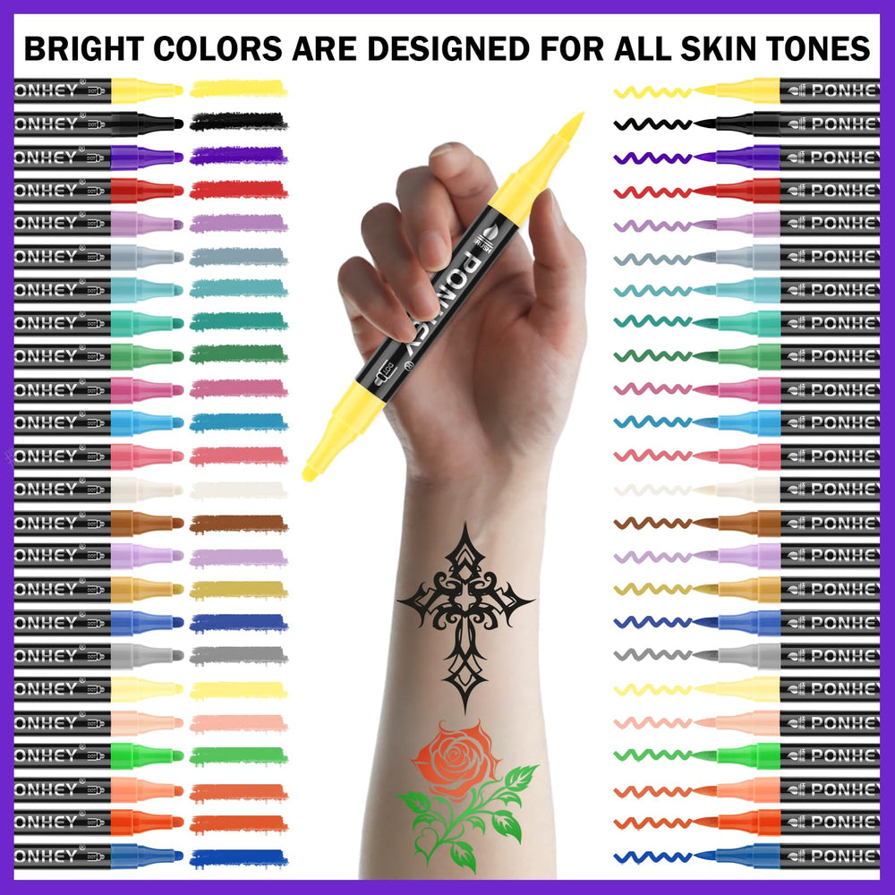Ponhey skin-safe tattoo markers for gentle application and easy removal