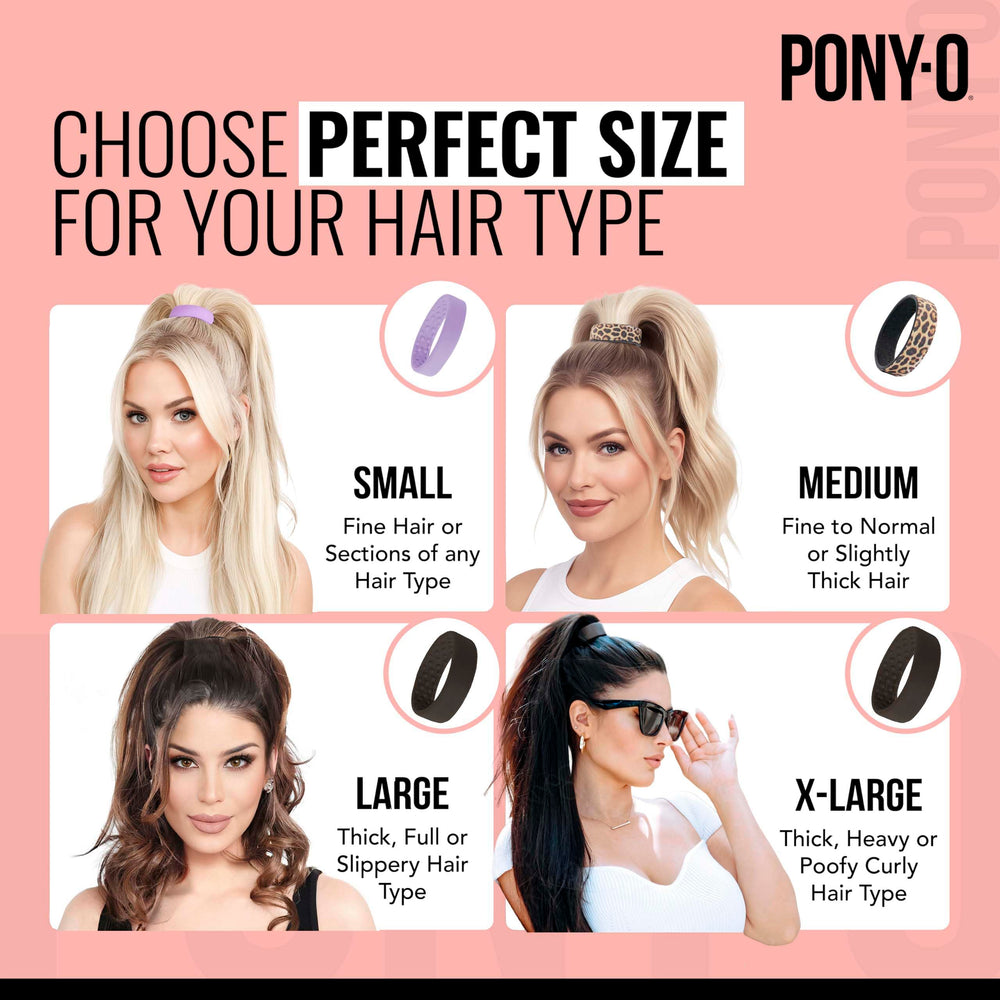 PONY-O bendable hair tie in white demonstrates volumizing effect on ponytail.