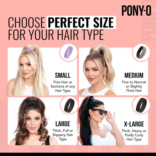 PONY-O bendable hair tie in white demonstrates volumizing effect on ponytail.