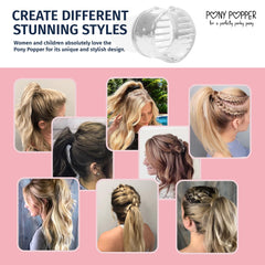 Pony Popper Clip features an easy-to-use design for quick styling.