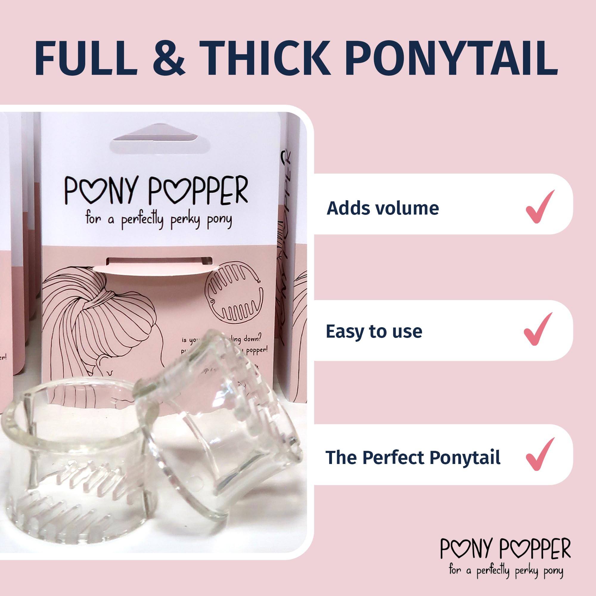 Pony Popper Clip provides secure, all-day hold for everyday wear.