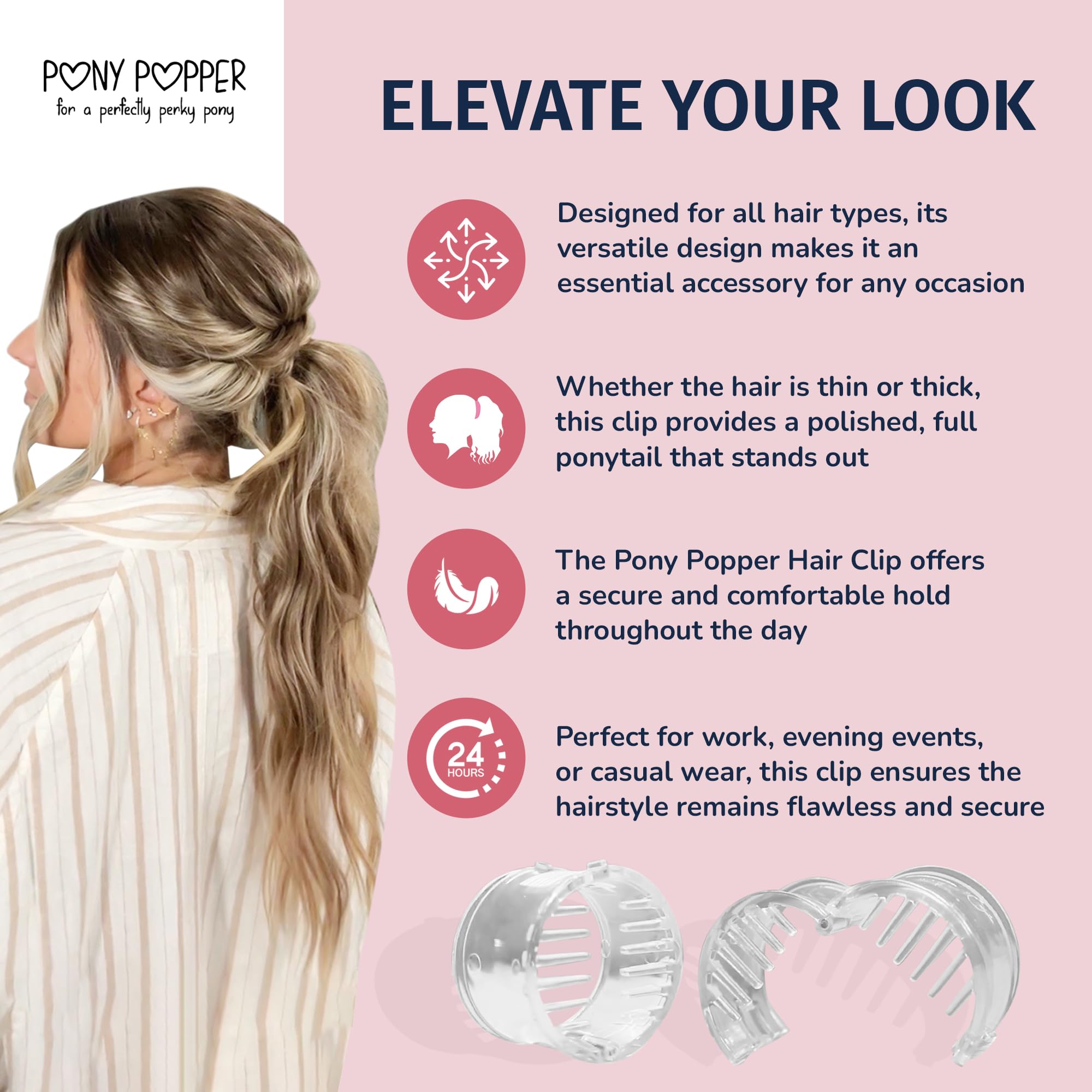 Pony Popper Clip is lightweight and durable for comfortable daily use.