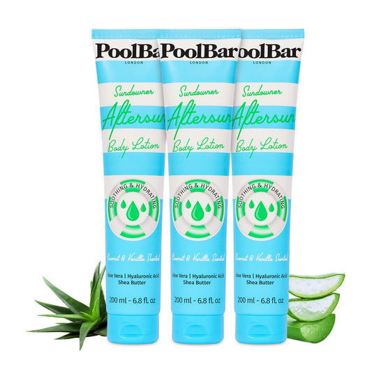 PoolBar Sundowner bottle pour demonstrating deep hydration after sun exposure