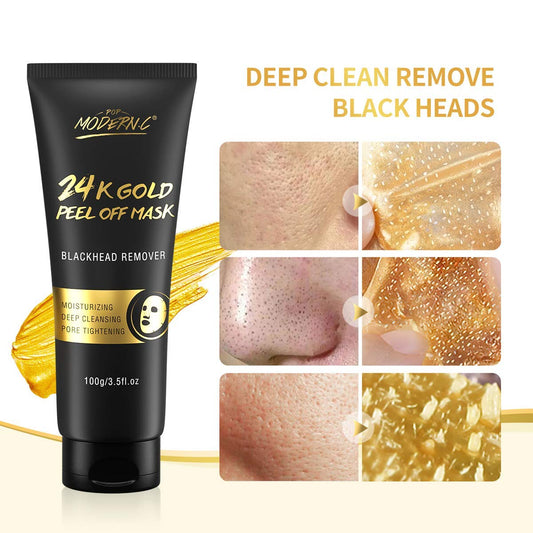 POP MODERN.C 24K gold mask close-up highlighting luxury ingredients and texture.