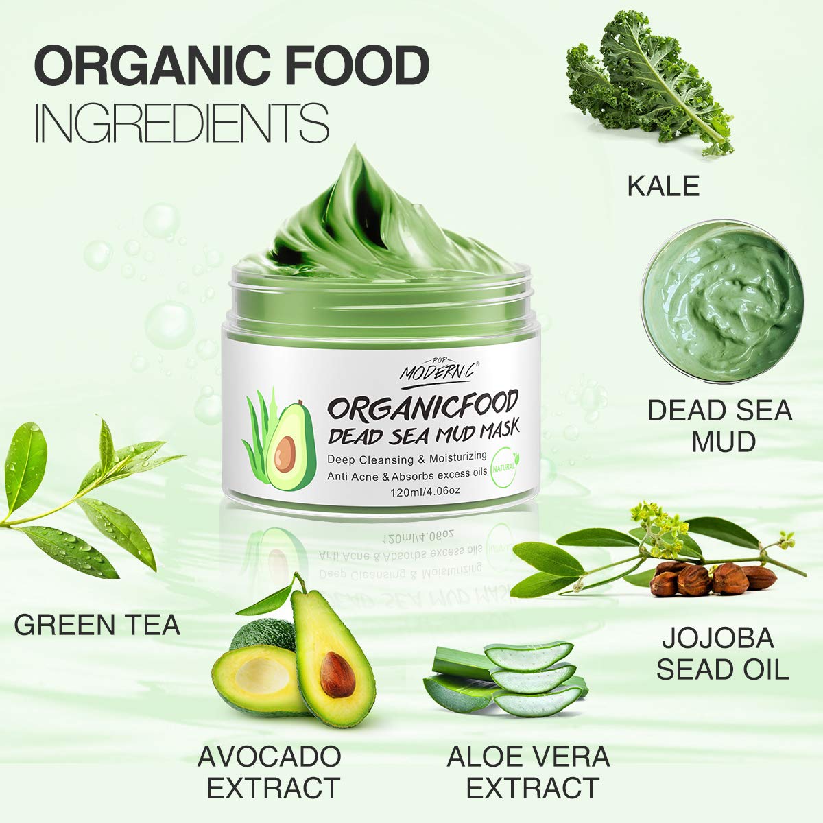 POP MODERN.C avocado hydration mask texture; creamy application and lasting moisture.