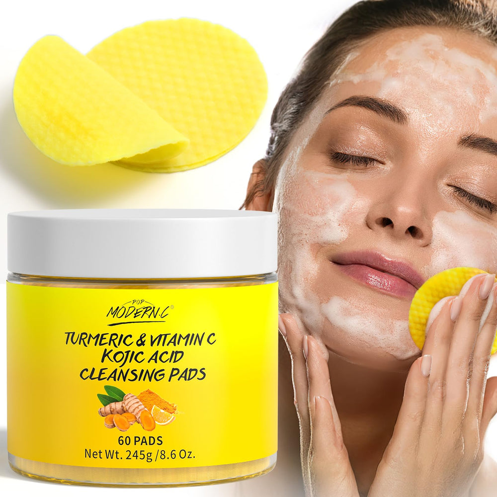 POP MODERN.C turmeric kojic acid cleansing pads bottle for quick daily cleansing and brightening.