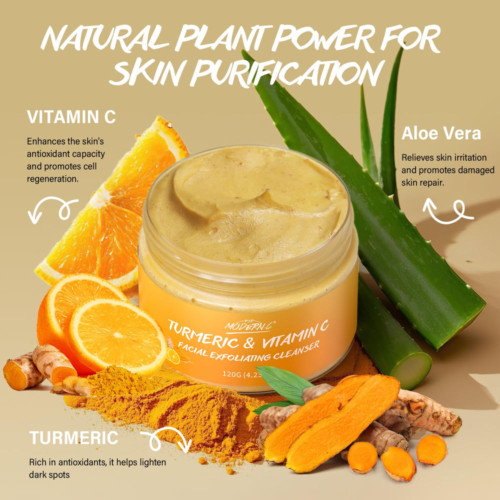 POP MODERN.C walnut shell scrub texture for pore cleansing.