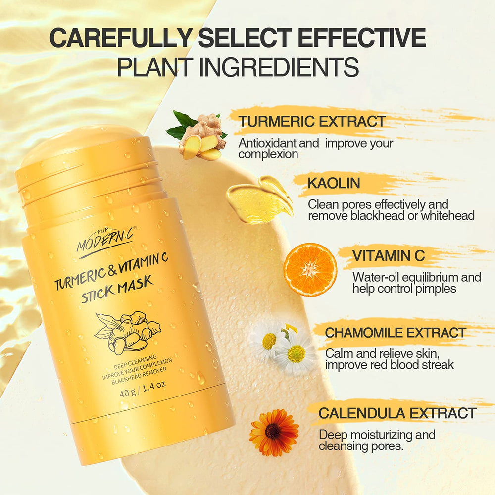 POP MODERN.C Turmeric Clay Mask close-up shows a smooth, creamy texture.