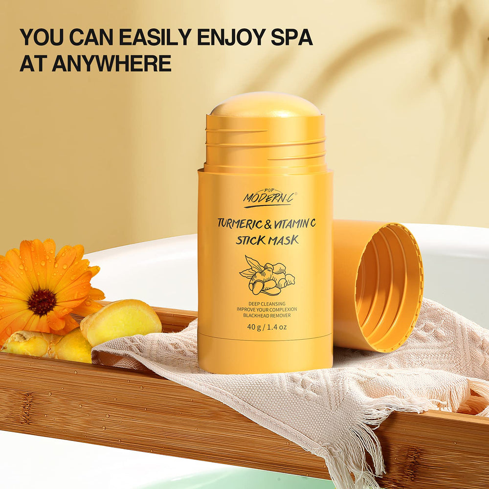 POP MODERN.C Turmeric Clay Mask texture detail emphasizes natural cleansing ingredients.