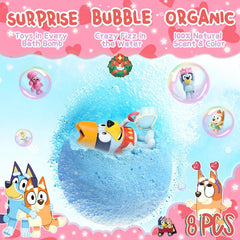 POPBATH Blue Heeler bath bomb in Bluebell hue with long-lasting fragrance