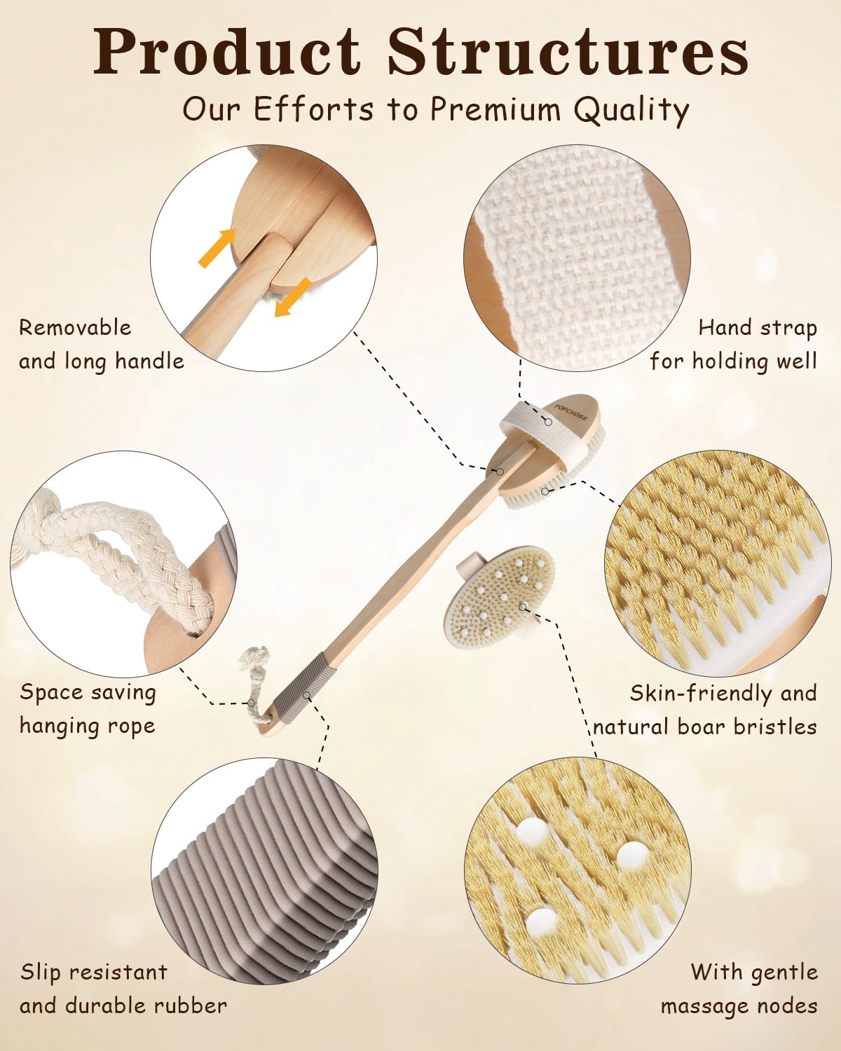 POPCHOSE natural materials keep the brush lightweight and travel-ready