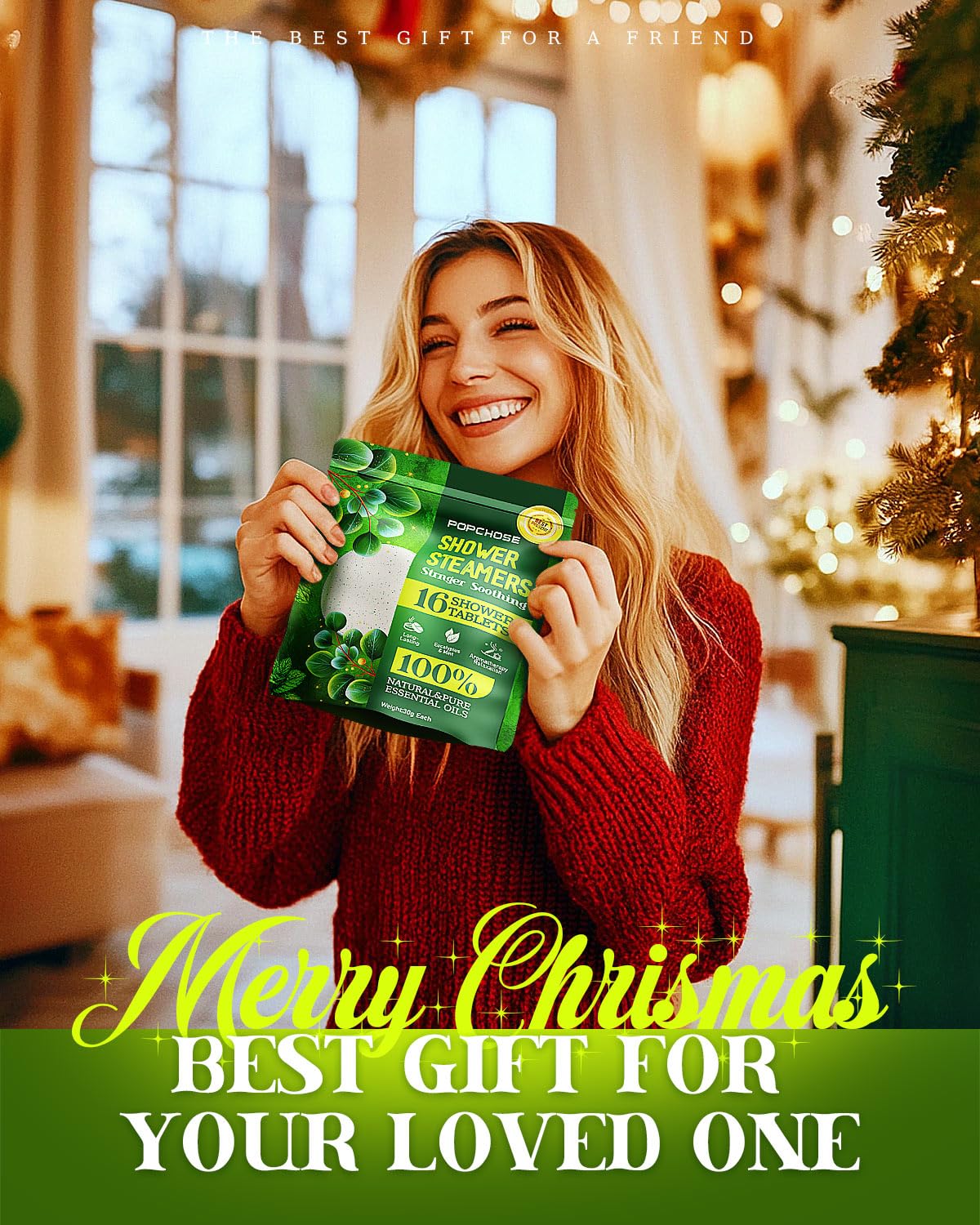 POPCHOSE eucalyptus formula offers a soothing, universally appealing scent for daily showers.