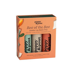 Poppy & Pout gift set with Pomegranate Peach lip balm, bright flavor and moisture