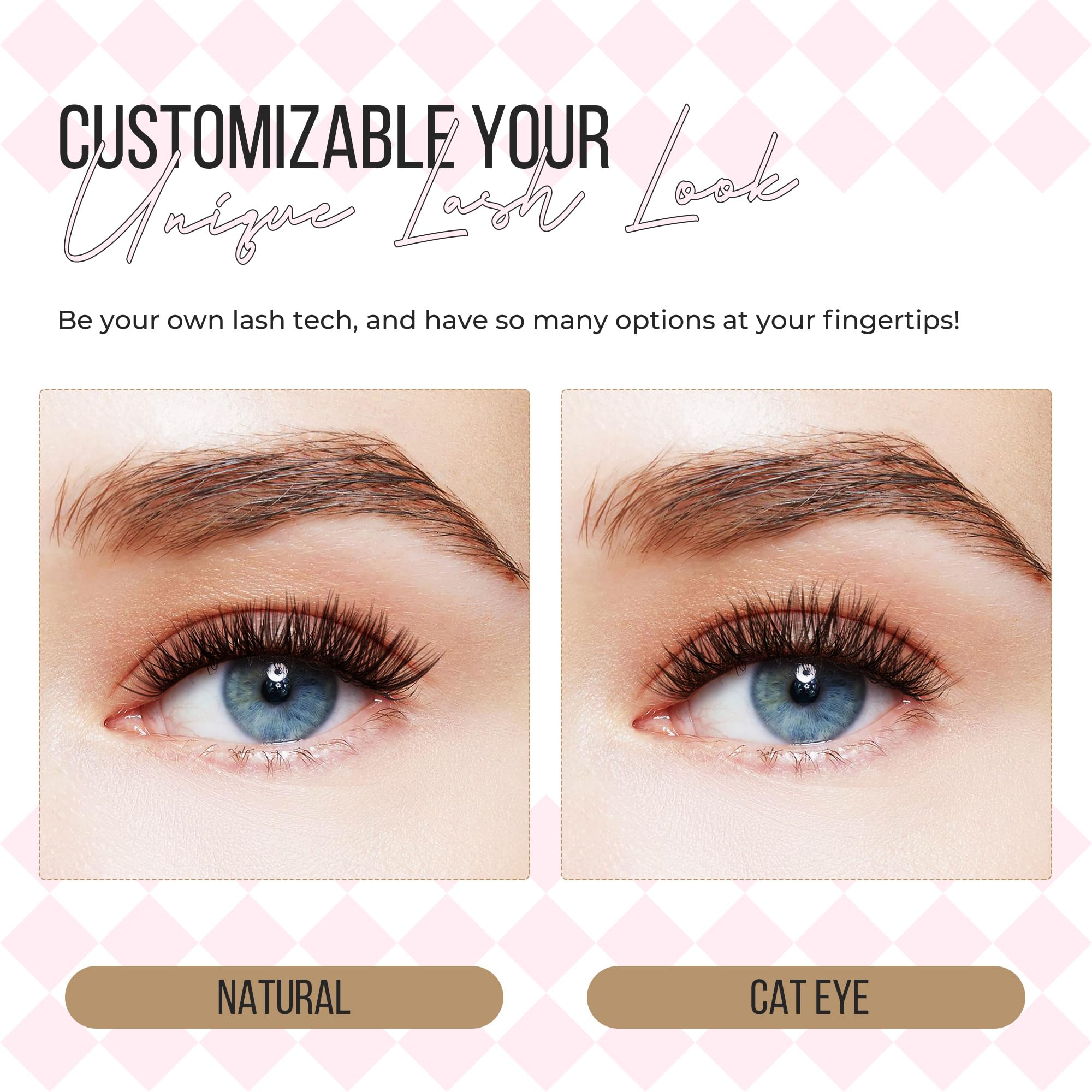 PopUp cluster lashes 9-18mm mix with D curl for versatile looks