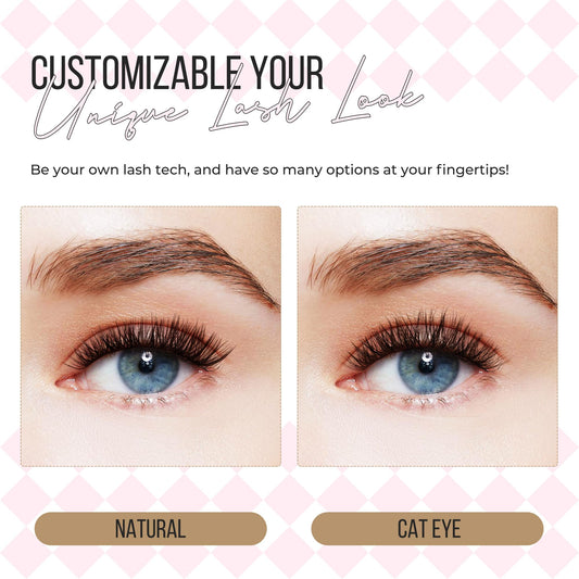 PopUp cluster lashes 9-18mm mix with D curl for versatile looks