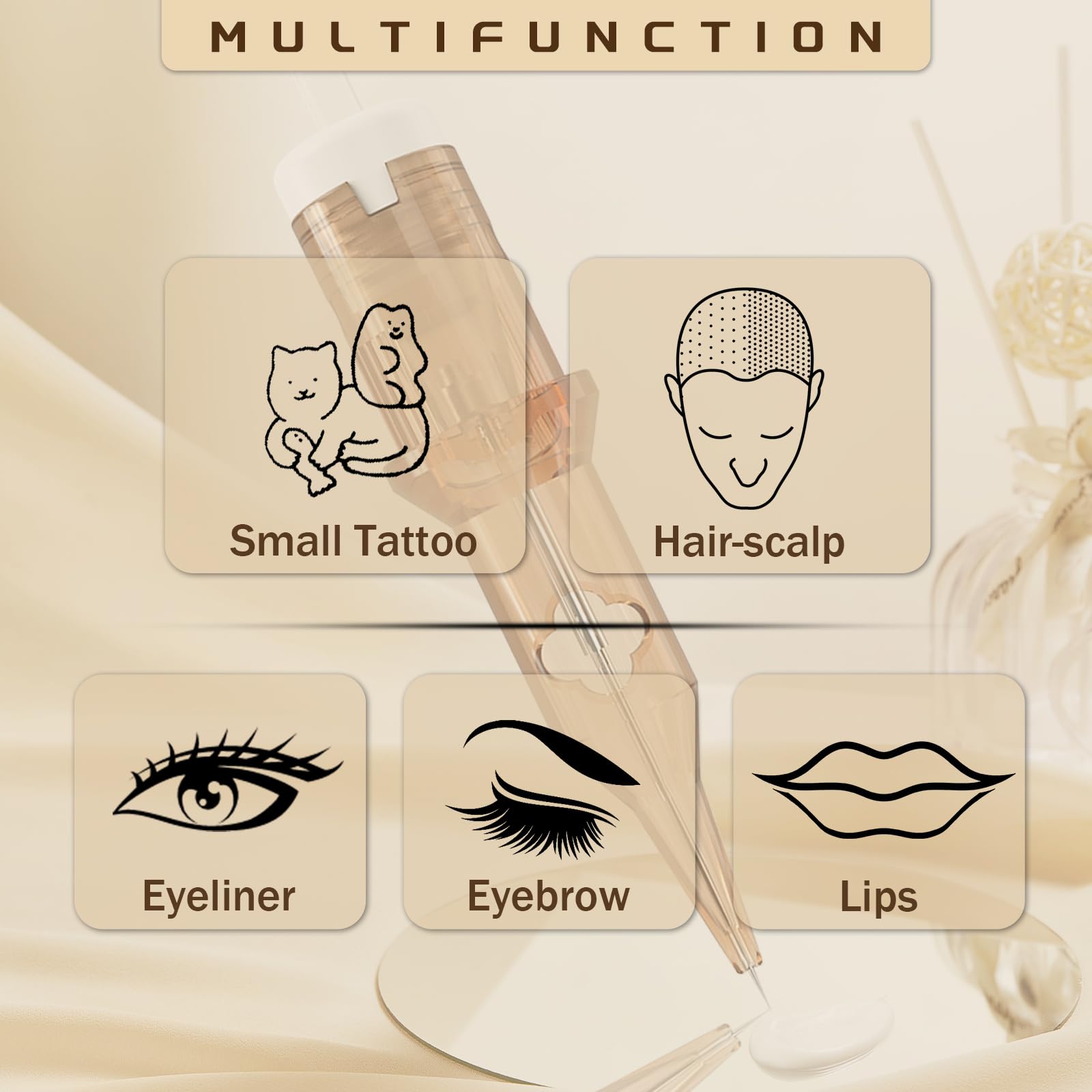 POPUPMU transparent cartridge body highlights needle movement for accurate placement.