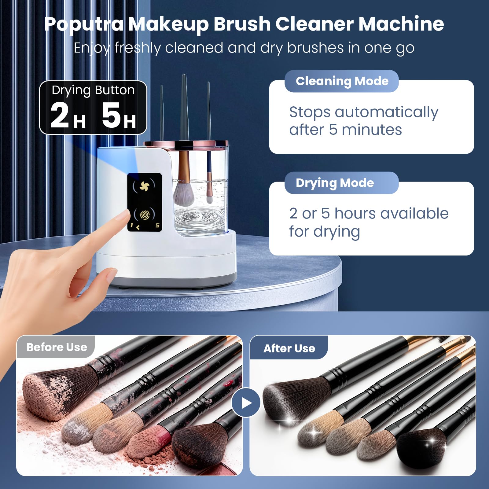 Poputra brush cleaner cup in action cleansing brushes