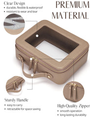 Popvibe clear makeup bag features gold hardware for a luxurious, durable feel.