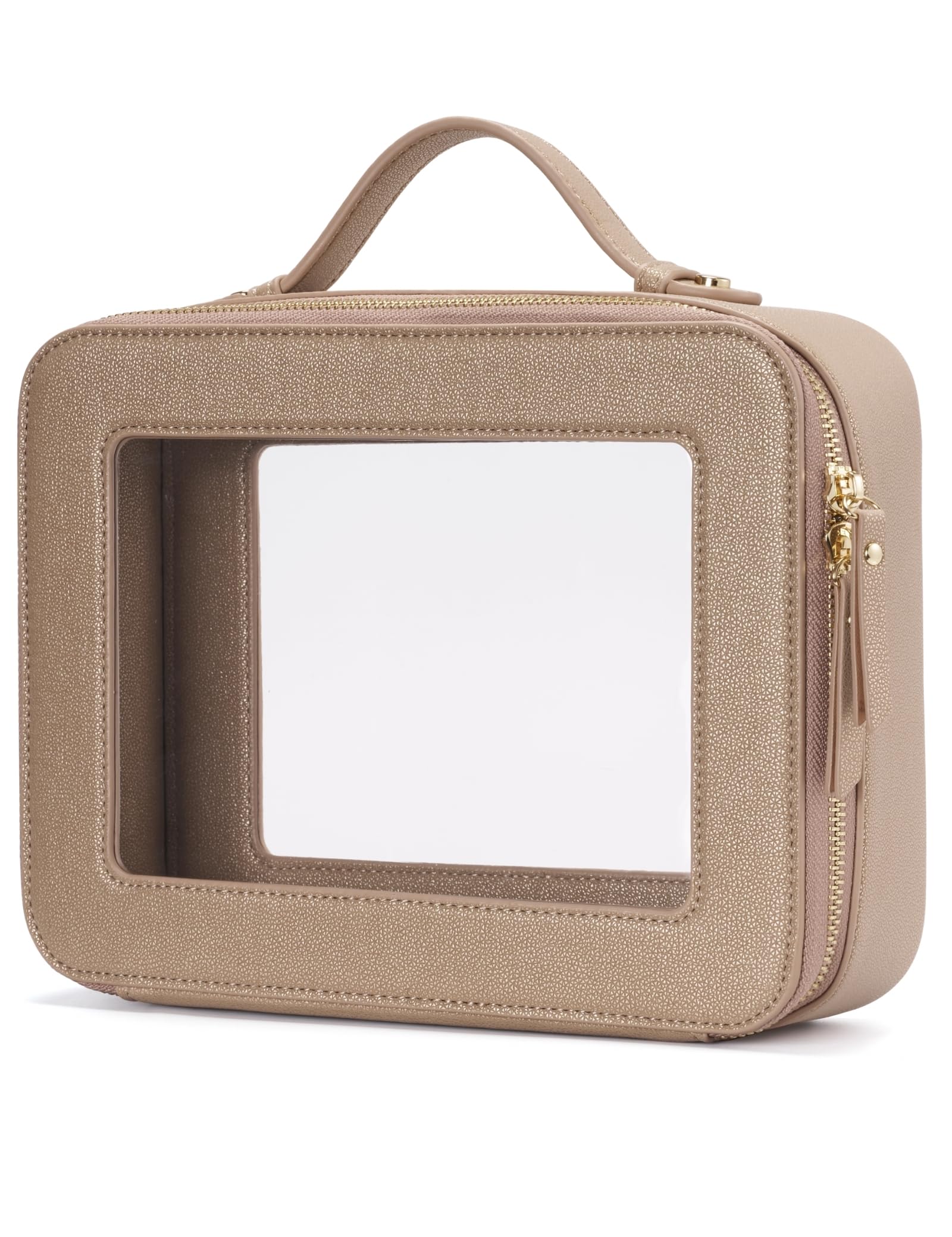 Popvibe clear makeup bag with transparent panel for quick access to essentials.