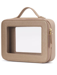 Popvibe clear makeup bag with transparent panel for quick access to essentials.