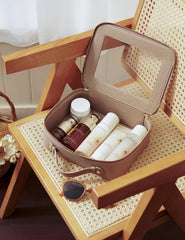Popvibe clear makeup bag with water-resistant shell protects contents on the go.