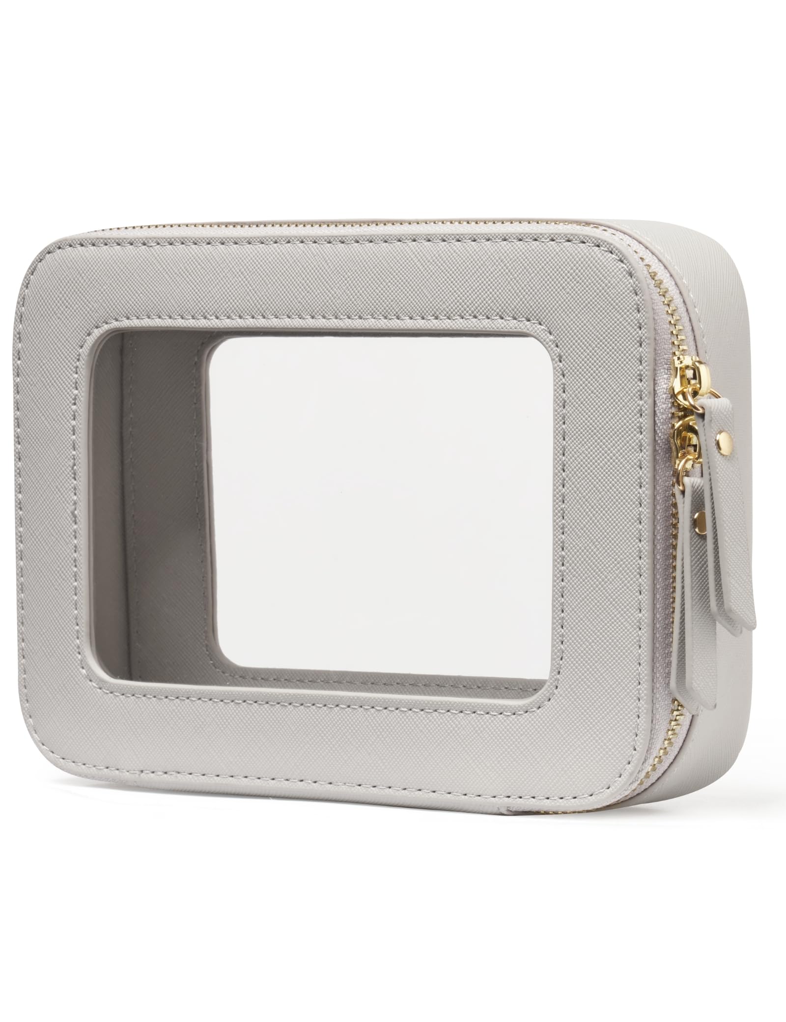 Popvibe Clear Makeup Case front view showing transparent design for quick access.