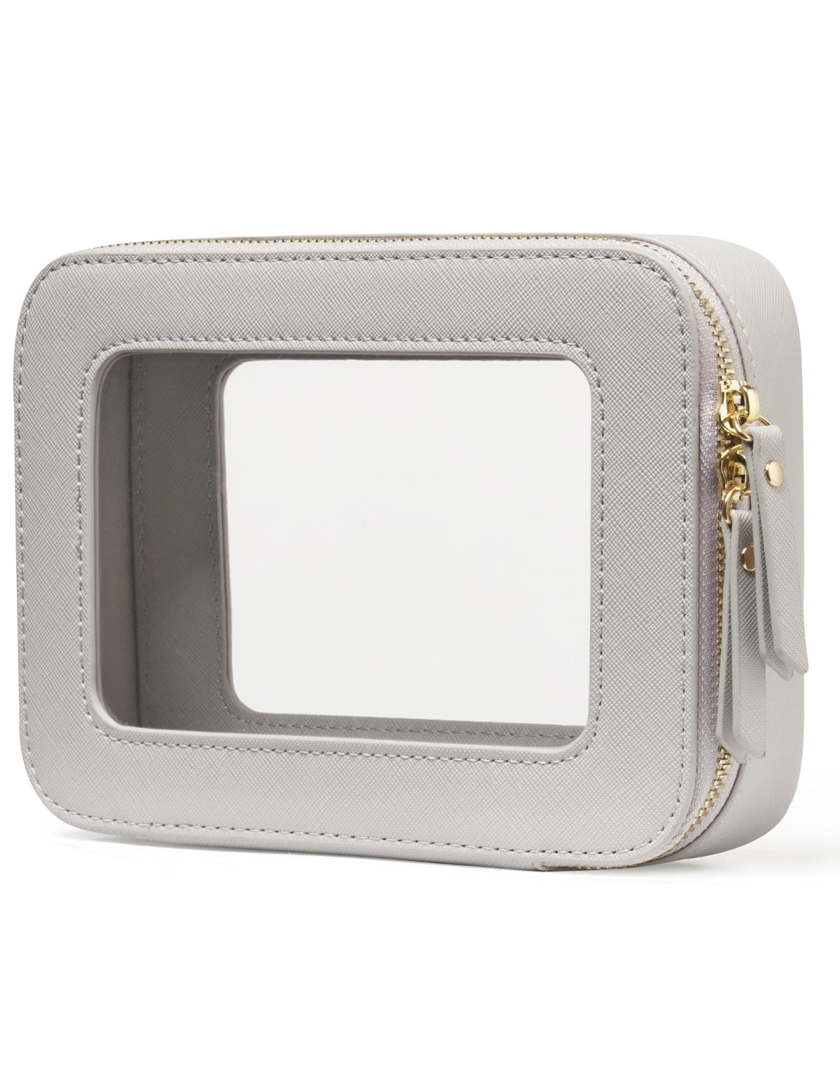 Popvibe Clear Makeup Case front view showing transparent design for quick access.