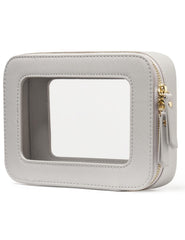 Popvibe Clear Makeup Case front view showing transparent design for quick access.