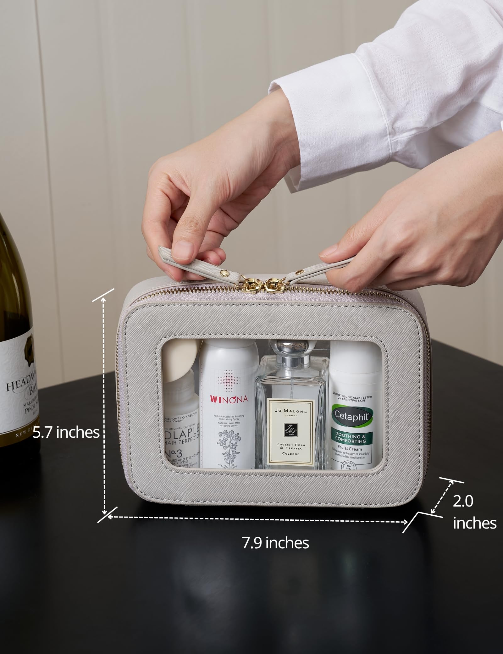 Popvibe Clear Makeup Case interior with organized compartments for easy packing.