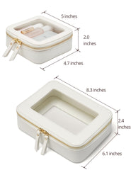 Popvibe clear makeup case medium open view highlighting roomy interior.