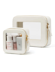 Popvibe clear makeup case mini front view showing compact travel design.