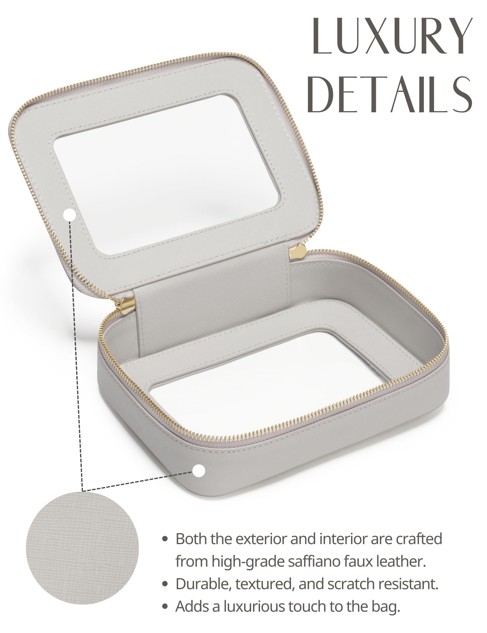 Popvibe Clear Makeup Case travel-ready design fits handbags and carry-ons.