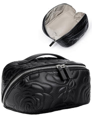 Popvibe Open Flat Makeup Bag front view, compact travel essential for cosmetics