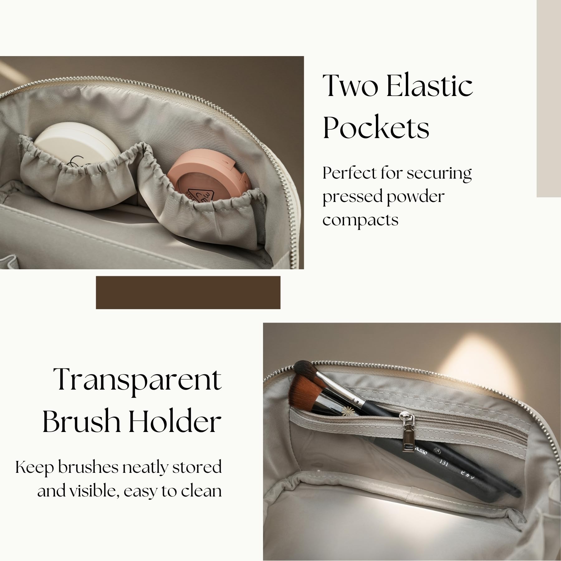 Popvibe Open Flat Makeup Bag interior main compartment for cosmetics and toiletries