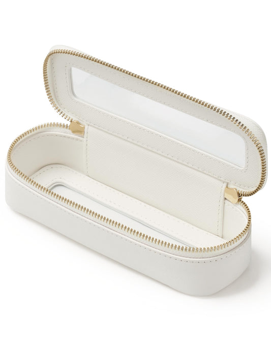 Popvibe slim makeup bag with clear panel for quick access to brushes.