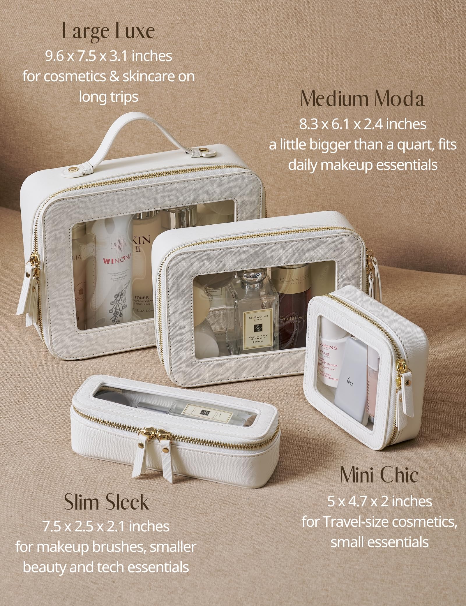 Popvibe white travel essentials case adds a premium, sleek touch.