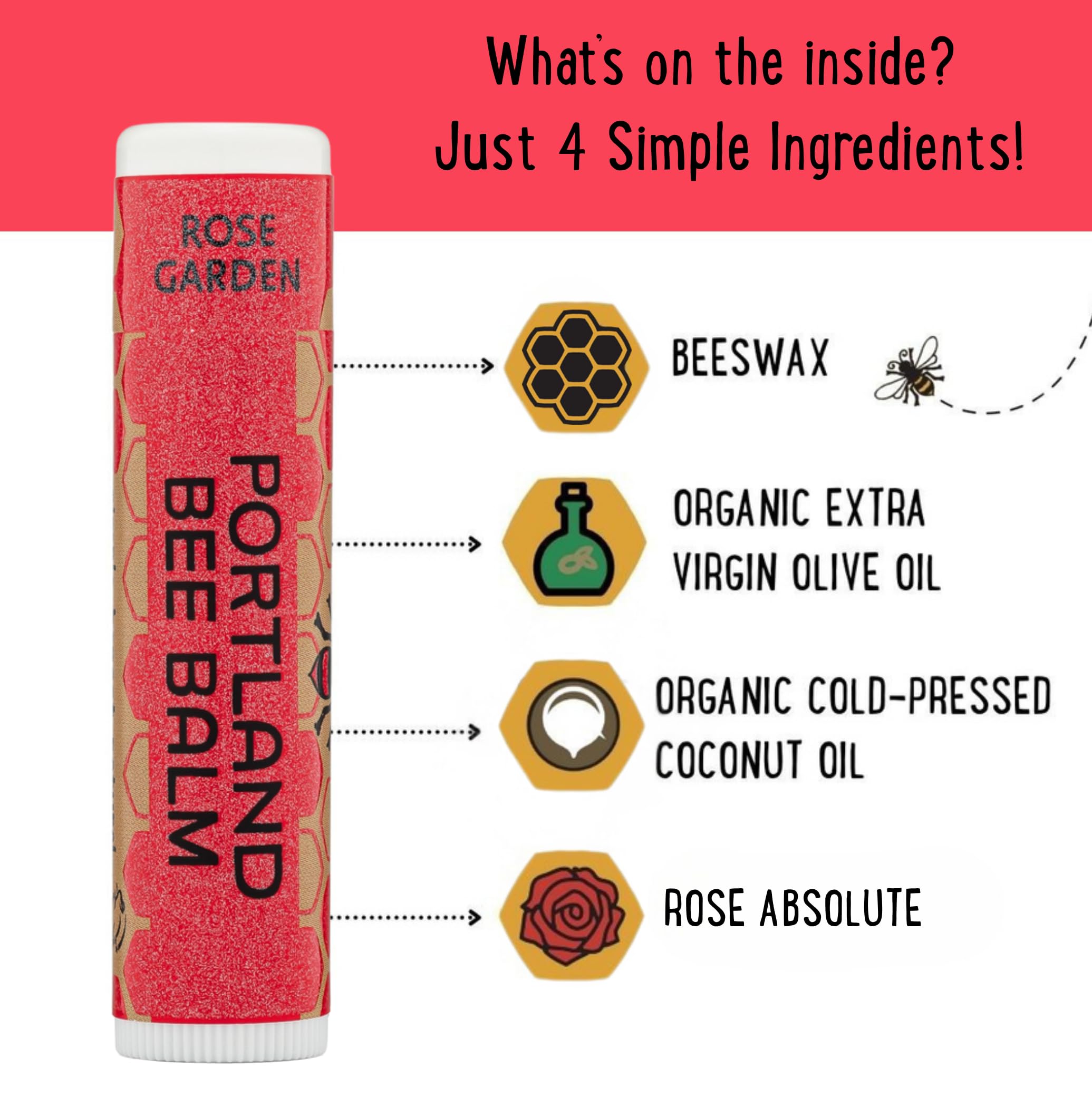 Portland Bee Balm cruelty-free badge on packaging signals ethical lip care.