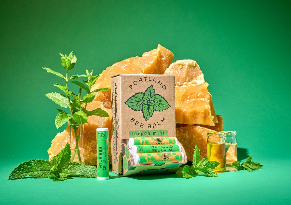 Cruelty-free and plastic-neutral Portland Bee Balm packaging for eco-friendly use.