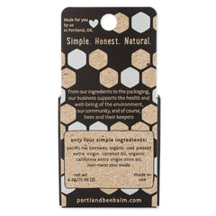 Portland Bee Balm natural ingredients closeup shows pure beeswax formula.