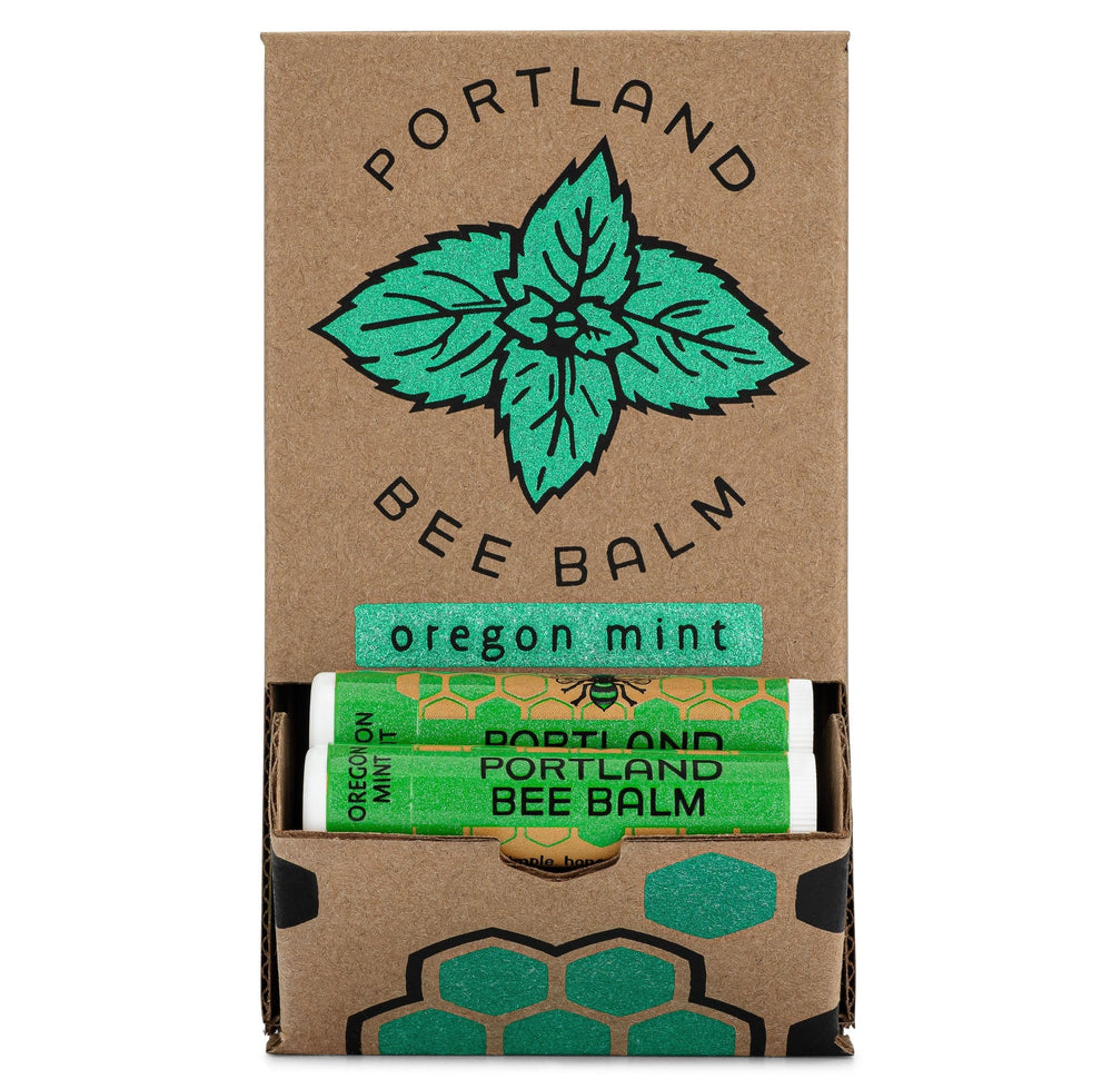 Portland Bee Balm Oregon Mint lip balm tube with refreshing peppermint for daily hydration.
