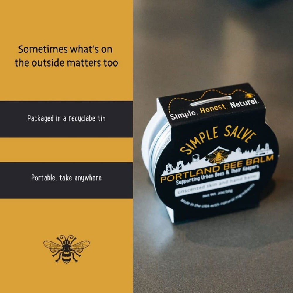 Portland Bee Balm Simple Salve used on elbows and heels for dryness relief.