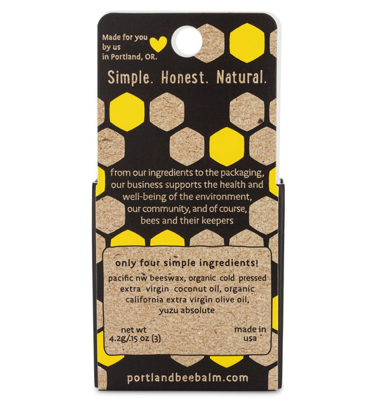 Portland Bee Balm packaging box highlighting sustainable, cruelty-free lip care.