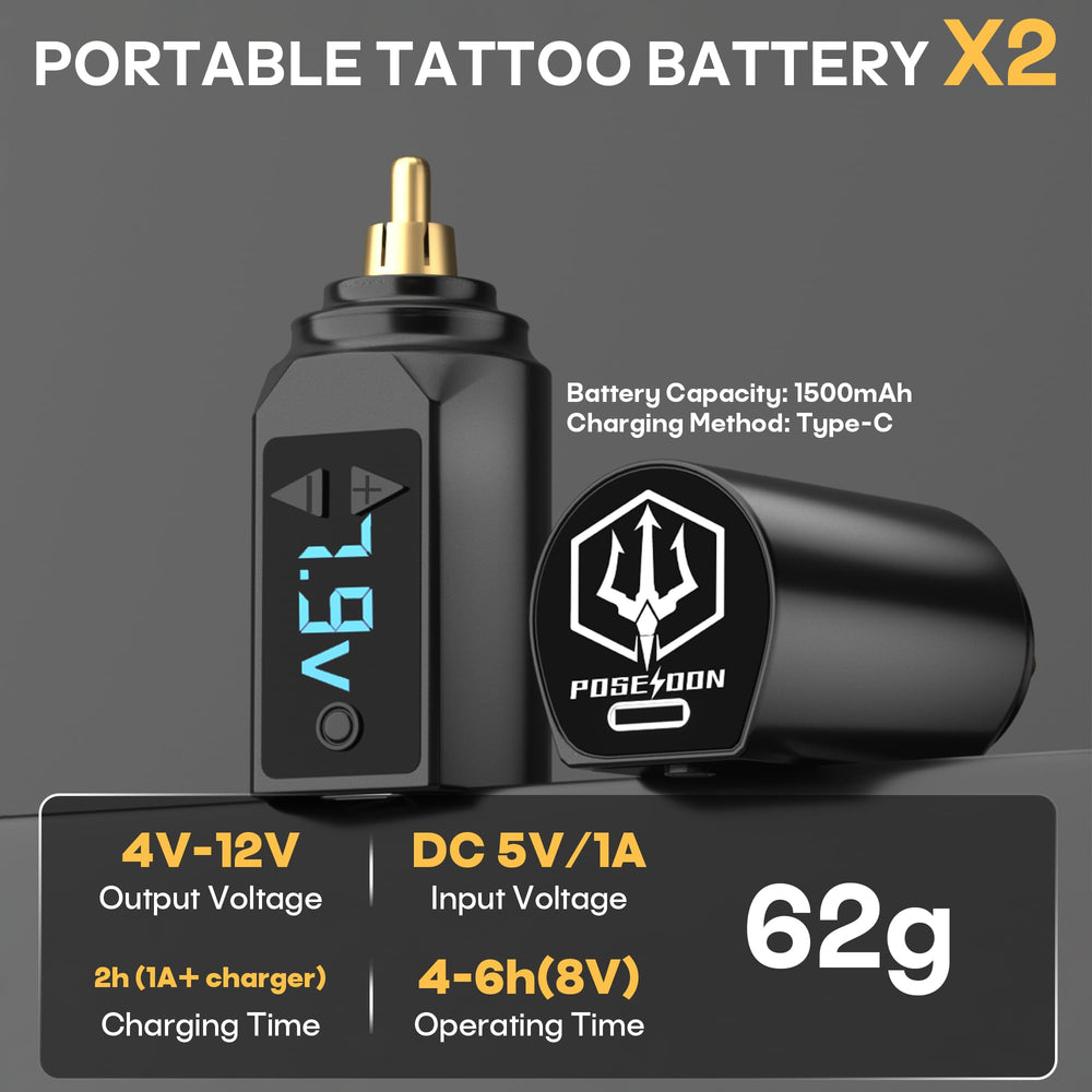 POSEIDON dual 1500mAh batteries for longer sessions